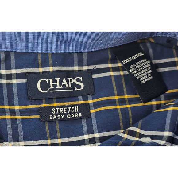 NWT 2XLT 2XL TALL Chaps Easy Care no iron long sleeve plaid button up casual - Picture 5 of 7